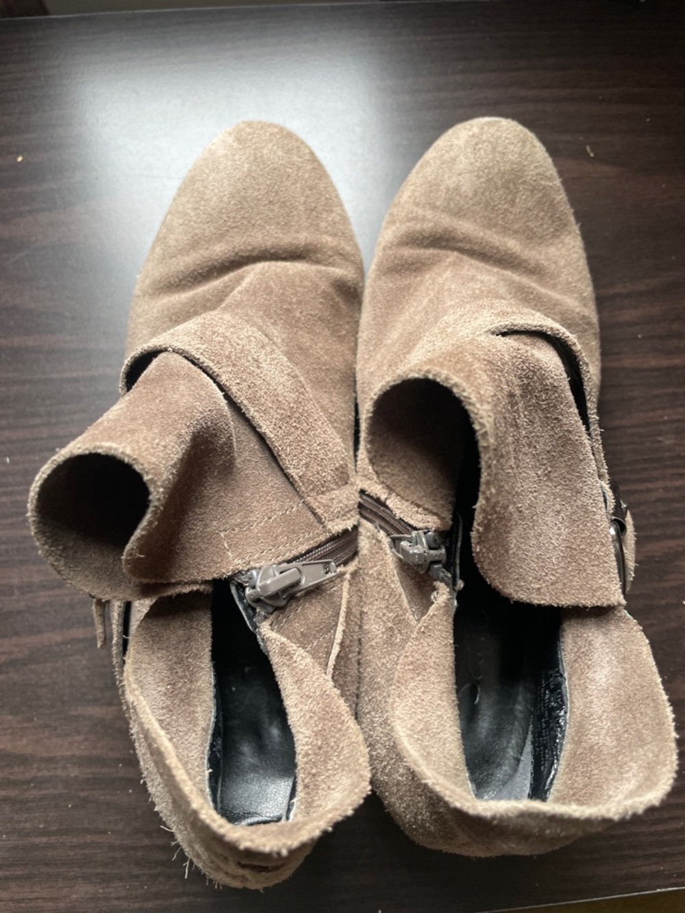 Franco Sarto Gray Suede Ankle Boots - Strap & Side Zip size 8.5 - Picture 5 of 11